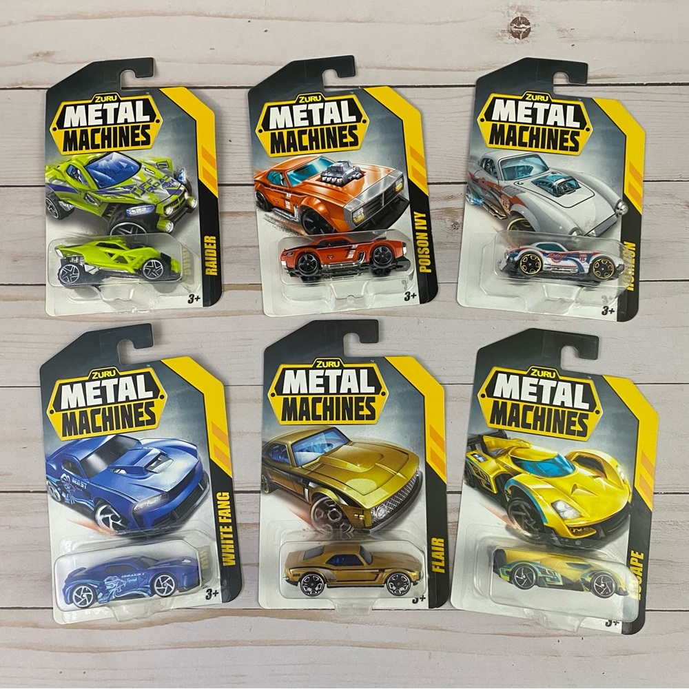 Zuru Metal Machines 6x Toy Cars White Fang Raider Escape White Fang Flair A1